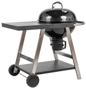 GRILL WĘGLOWY KULISTY Z POKRYWĄ I PÓŁKAMI