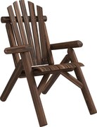 Outsunny Fotel ogrodowy, Zewnętrzny Fotel z Wysokim Oparciem, do 113 kg, Odporny na warunki atmosferyczne, Drewno Naturalne, Brązowy