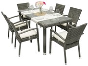 Zestaw ogrodowy z rattanu NAPOLI II. 1 + 6 (szary)
