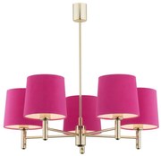 Argon 2089 - Lampa sufitowa PONTE 5xE27/15W/230V mosiądz/różowa