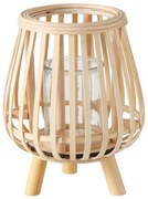 Świecznik bambusowy ze szklanym wkładem TORLA, 23 cm