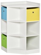 HOMCOM Regał do przechowywania dla dzieci z 3 szufladami z włókniny, MDF, zabezpieczenie przed przewróceniem, biały