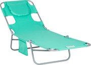 Outsunny Leżanka ogrodowa z wyściełanym otworem na twarz, leżak do masażu na zewnątrz, boczna kieszeń, tkanina, metal, Zielony