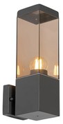 Zewnetrzna Nowoczesna lampa ścienna zewnętrzna ciemnoszara z dymionym szkłem - Malios Nowoczesny Oswietlenie zewnetrzne