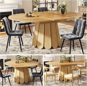 Stół jadalny 6-osobowy - 118/158 x 118 x 76,8 cm - blat rozkładany - MDF - naturalny