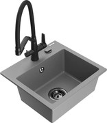 Mexen Milo zlewozmywak granitowy 1-komorowy z baterią kuchenną Duo, szary - 6505-71-671701-70-B