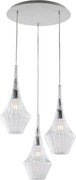 Lampa wisząca Zeus Iron z przezroczystym szkłem Pyrex 3 światła 149 Ø50 BL270-S3-TR