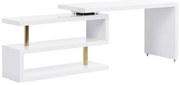 Biurko rozkładane z blatem obrotowym 360°- Lakierowana płyta MDF - Biały i złoty - NICEPHORE II