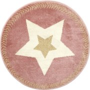 Okrągły Dywan Dziecięcy 80cm Różowa Gwiazda Lureks Metaliczny Polipropylen & Poliester