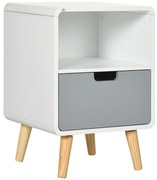 HOMCOM Komoda nocna z szufladą i otwartą półką, stolik nocny do sypialni i salonu, kolor biały, wymiary 40 x 38 x 58 cm