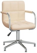 Kremowe krzesło biurowe tapicerowane z podokietnikami N7-B64