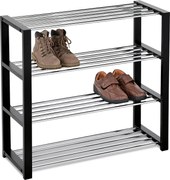 Półka na buty 4 piętra czarny, 80 x 30 x 73 cm, 4 piętra