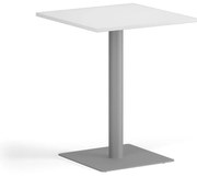 Stolik kawowy ENZO, 60x60 cm, szaro-srebrna podstawa, biały