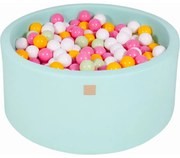 Okrągły Suchy Basen Z Piłeczkami 7cm Dla Dziecka, 90x40cm/300 Piłek, Bawełniany, Miętowy, Piłki: Białe, Jasnozielone, Jasnoróżowe, Żółte - Meowbaby®