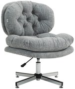 HOMCOM Fotel biurowy bez podłokietników, wygodne krzesło biurowe z tapicerowanym siedziskiem i regulowaną wysokością, Szary