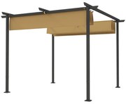 Outsunny Pergola Ogrodowa 3 x 3 m z Regulowanym Dachem, Rama Metalowa, Ochrona UPF30+, Daszek Słoneczny na Werandę, Taras, Beżowy