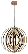 Drewniana lampa wisząca na lince 1xE27/60W/230V średnica 50 cm lite drewno/fornir/kauczukowiec
