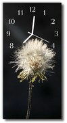 Zegar Szklany Pionowy Kwiaty Mniszek czarny