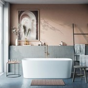 Wanna wolnostojąca akrylowa prostokątna akrylowa 170 x 78 cm biała GLESIO z przelewem chrom | Możliwa opcja Go Color : Wybierz swój kolor - biały