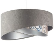 Szara welurowa lampa wisząca ze zdobieniem W5-R66