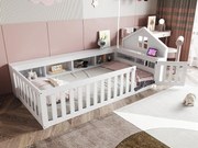 Łóżeczko dziecięce 90x200 cm - z przechowalnią - z drzwiczkami - z listwowym stelażem - białe (bez materaca)