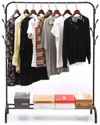 Wieszak na ubrania, metalowy, pojedynczy, ROCKY I, czarny
