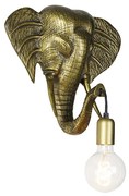 Winylowa lampa ścienna złota - Zwierzę Słoń Rustykalny / Vintage Oswietlenie wewnetrzne