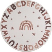 Dywan dziecięcy Coco Alfabet kremowo - beżowy koło 120 cm x 120 cm