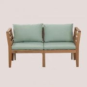 Filips 2-częściowa Modułowa Sofa Ogrodowa Z Podłokietnikami Z Drewna Akacjowego Awokado - Sklum