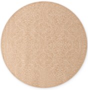 Dywan zewnętrzny dwustronny Duet Ornament beżowo-kremowy 160 cm x 160 cm koło