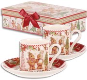 Zestaw upominkowy 2 świątecznych filiżanek ze spodkami Pierniczki 70 ml