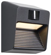 Lampa ścienna czarna z LED IP54 z czujnikiem ruchu solarna - Border