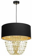 Lampa wisząca, pojedyncza, z kryształkami, czarna/złota ALMERIA BLACK/GOLD 1xE27