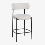 Hoker Anisa 65cm Z Tapicerowanym Oparciem Czarny & Bouclé White - Sklum