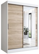 Szafa przesuwna MODUO COMFORT 150 biała mat/dąb sonoma z lustrem po prawej MKPOL