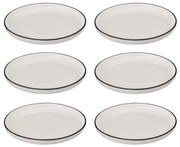 Talerze deserowe porcelanowe ALIX, czarna obwódka, 6 sztuk x Ø 20 cm