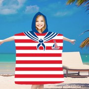 Dziecięce ponczo SAILOR biało-czerwone 60x90 cm