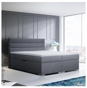Łóżko tapicerowane z pojemnikiem na pościel i materacami z topperem NEW BOLERO 180x200 cm, szare