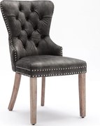 Zestaw 6 aksamitnych krzeseł - nogi z litego drewna - szare