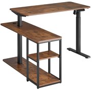 Biurko regulowane narożne w kolorze rustykalny brąz W9-P05