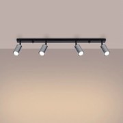 Plafony nowoczesny Glois, stal - 4 źródło światła 3000K - L.82 x H.18.5 cm - czarny/chrom