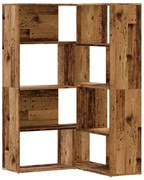 Stylowy otwarty regał narożny na książki stare drewno F2-M01