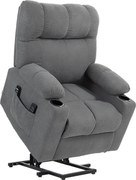 HOMCOM Fotel dla seniora z funkcją leżenia i pilotem szary 144 cm x 91 cm x 88 cm idealny do pomocy przy wstawaniu | Aosom PL