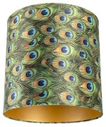 Abażur welurowy z wzorem pawia 40/40/40 ze złotym wnętrzem