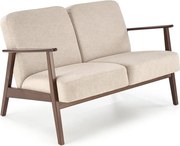 Drewniana beżowa tapicerowana sofa retro G0-Z31