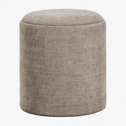 Okrągły Tapicerowany Puf Berkeleni Z Tacką I Schowkiem Ø40 Cm & Tkaniny Szary Kret - Sklum