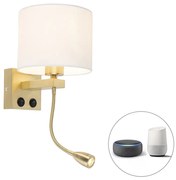 Inteligentna lampa ścienna złota z białym kloszem w tym Wifi A60 - Brescia ArtDeco Oswietlenie wewnetrzne