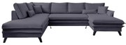Antracytowa rozkładana sofa w kształcie litery "U" Miuform Charming Charlie, lewostronna