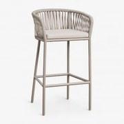 Wysoki Stołek Z Podłokietnikami Z Plecionej Liny Arhiza Moka Brown & ↑75 Cm - Sklum