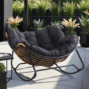 Bujany fotel ogrodowy z poduszką Elton, czarny